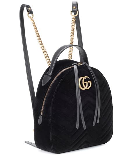 gucci black velvet backpack|gucci black velvet marmont bag.